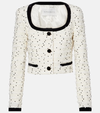 Veste en tweed de laine mélangée à pois | Nina Ricci