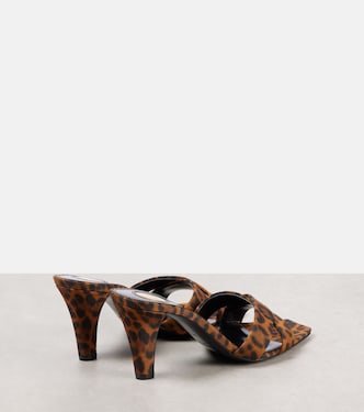 Mules Jill 75 en satin à motif léopard | Saint Laurent