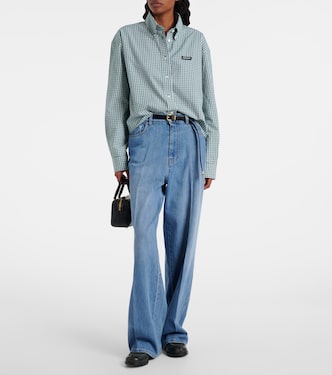 Logo mid-rise wide-leg jeans | Miu Miu