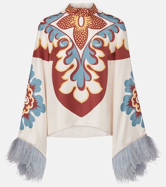 Top Make An Exit de seda con plumas | La DoubleJ