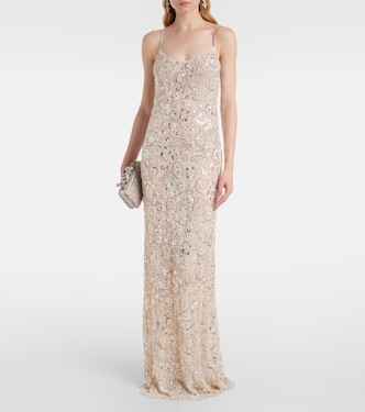 Sequined floral maxi dress | Self-Portrait