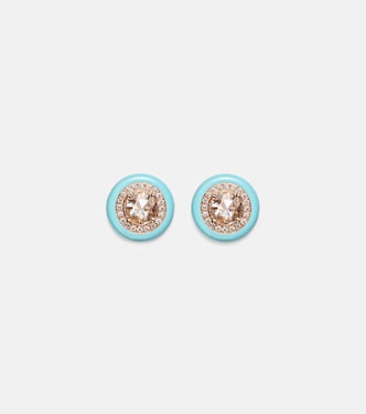 18kt rose gold and enamel earrings with diamonds | Kamyen