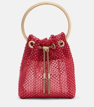 Verzierte Bucket Bag Bon Bon Small aus Satin | Jimmy Choo