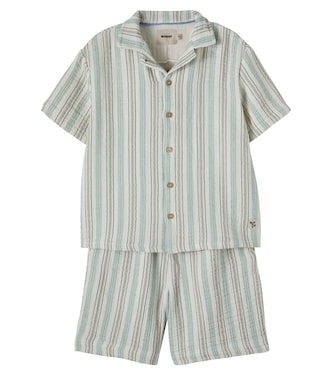 Anker striped cotton shirt and shorts set | Wheat
