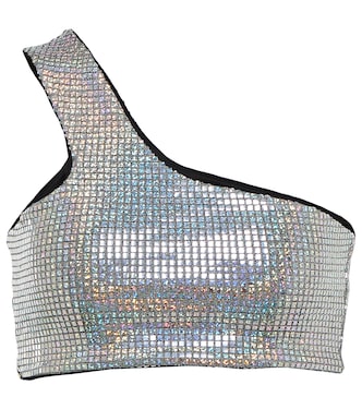 Iridescent one-shoulder crop top | Dodo Bar Or