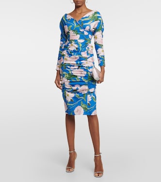 Abito midi in misto cotone con stampa floreale | Carolina Herrera