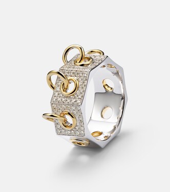 Bague Eyet en or jaune et blanc 14 ct et diamants | Rainbow K