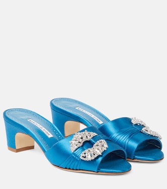 Verzierte Pantoletten Prinap 50 aus Satin | Manolo Blahnik