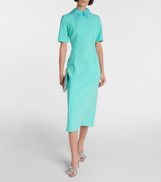 Abito midi in misto lana con pizzo | Oscar de la Renta