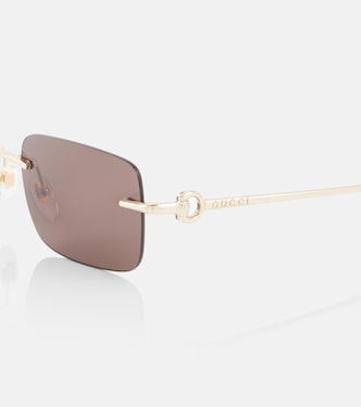 Occhiali da sole rettangolari Horsebit | Gucci