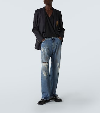 Patch-appliqué wool and silk blazer | Dolce&Gabbana