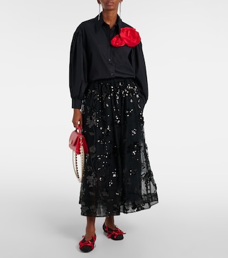 Camicia in cotone con applicazioni floreali | Simone Rocha
