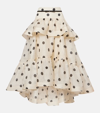 Gonna lunga Crush in lino e seta a pois | Zimmermann