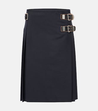 Belted mohair and wool midi skirt | Prada
