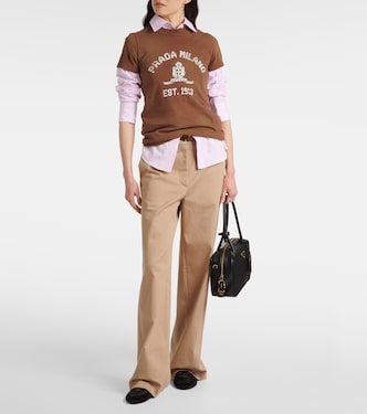 T-shirt in jersey di cotone con logo | Prada