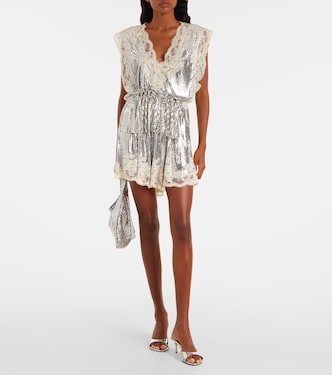 Embellished lace-trimmed top | Rabanne