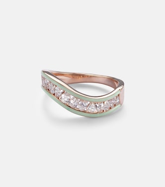 Anello in oro bianco 18kt e smalto con diamanti | Kamyen