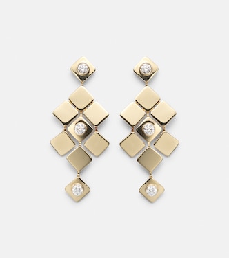 Tile Temple 18kt gold drop earrings with diamonds | Ileana Makri