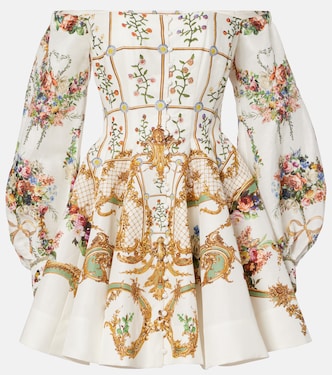 Floral linen and silk bustier dress | Camilla