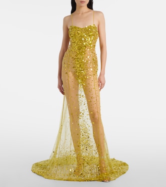 Sequined sheer mesh gown | The Attico