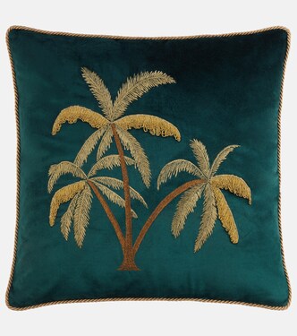 Embroidered cotton velvet cushion | Les-Ottomans