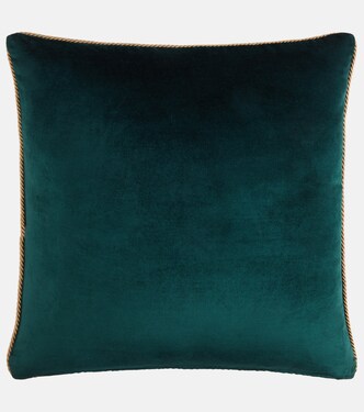 Embroidered cotton velvet cushion | Les-Ottomans