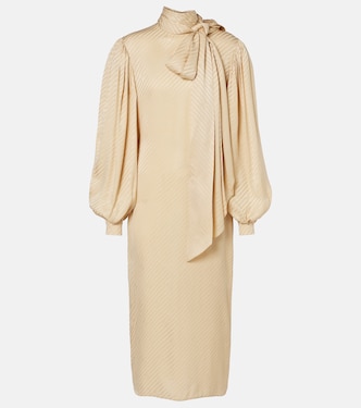 GG draped striped silk jacquard midi dress | Gucci