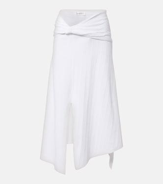 Gathered cotton-blend midi skirt | Victoria Beckham