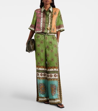 Pantalones palazzo Contina de jacquard | Alémais