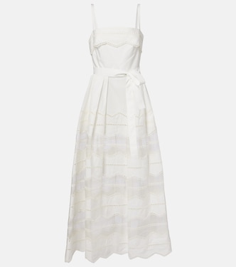 Belted organza-trimmed cotton maxi dress | Elie Saab