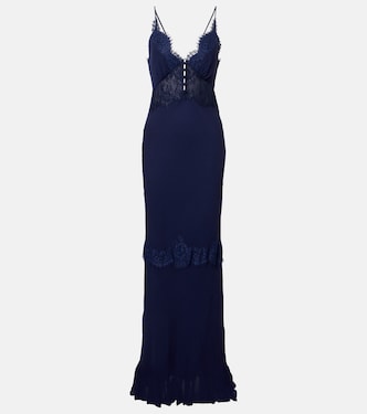 Lace-trimmed georgette gown | Self-Portrait