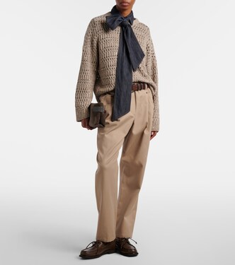 Cotton-blend straight pants | Brunello Cucinelli