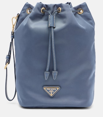 Re-Nylon leather-trimmed pouch | Prada