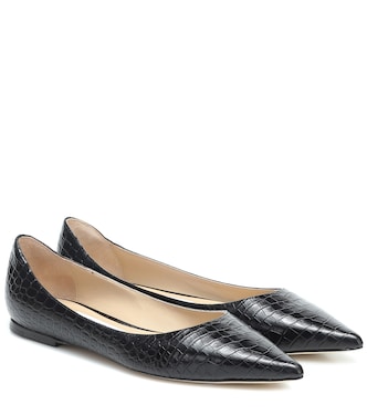Love croc-effect leather ballet flats | Jimmy Choo
