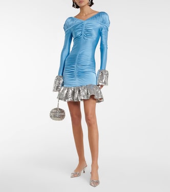 Embellished ruched lamé minidress | Rabanne