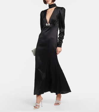 Butterfly crystal-embellished leather mules | Alessandra Rich