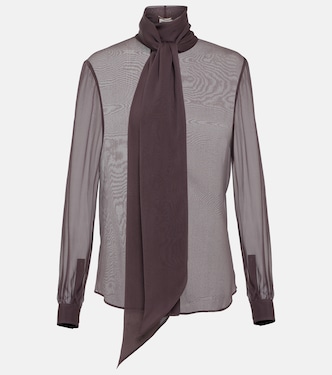 Lavallière silk muslin crêpe blouse | Saint Laurent
