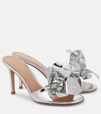 Lucilla floral-appliqué metallic leather mules | Gianvito Rossi