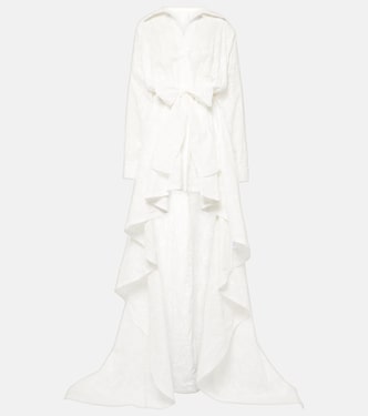 Embroidered asymmetric cotton gown | Norma Kamali