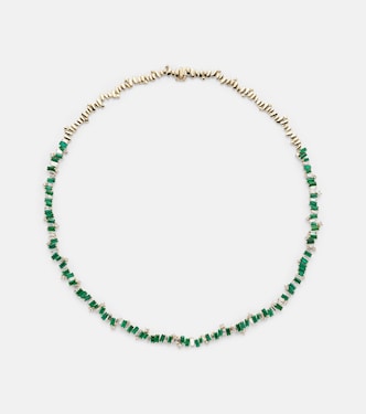 Halskette Bold Burst aus 18kt Gelbgold mit Diamanten und Smaragden | Suzanne Kalan