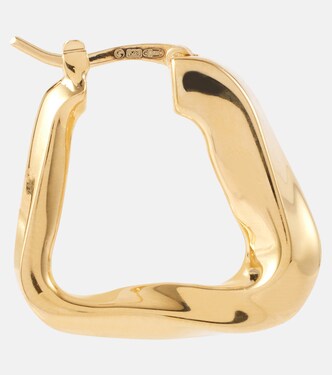 Orecchini a cerchio Twist Triangle in argento bagnati in oro 18kt | Bottega Veneta
