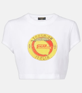 T-shirt cropped in cotone con stampa | Dolce&Gabbana
