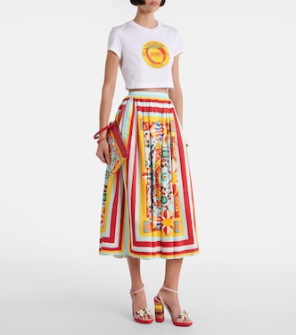 Cropped printed cotton T-shirt | Dolce&Gabbana