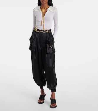 Pantalon cargo à taille haute en satin de soie | Chloé
