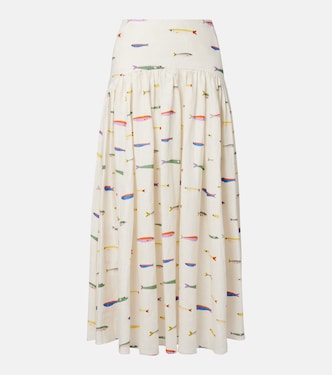 Procida printed linen maxi skirt | Staud