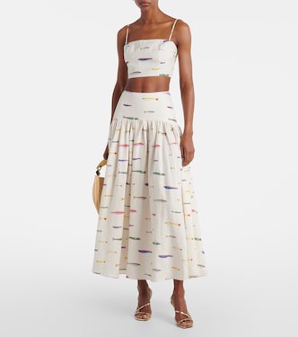 Procida printed linen maxi skirt | Staud