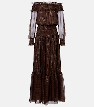 Robe longue en soie mélangée | Self-Portrait