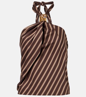 Gathered striped cotton-blend top | Jacques Wei