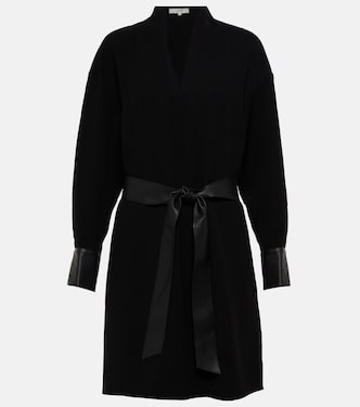 Faux leather-trimmed minidress | Vince