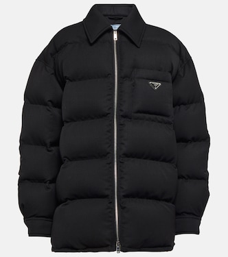 Logo quilted wool down jacket | Prada